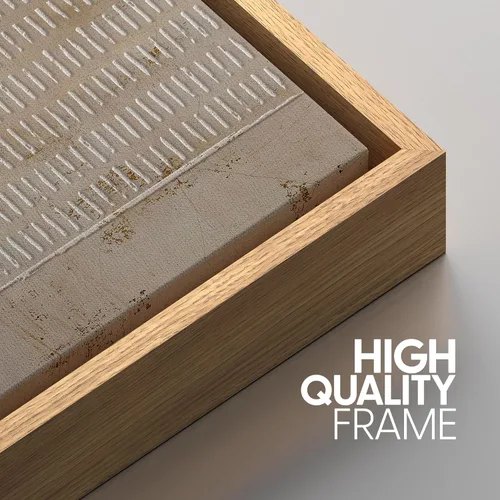 Miniatura 649 de SIGNWIN Lienzo enmarcado para pared, arte con pinceladas de flujo neutro en tonos beige abstractos, ilustraciones, arte moderno, decorativo