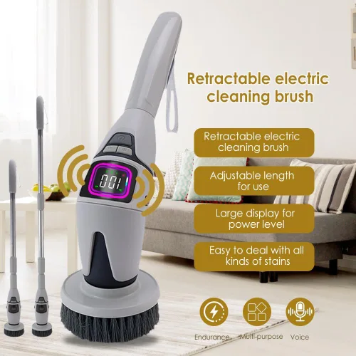 Miniatura 5 de Limpiador eléctrico giratorio 10 en 1, cepillo de limpieza eléctrico para baño, 10 cabezales de repuesto, cepillo de limpieza inalámbrico con brazo