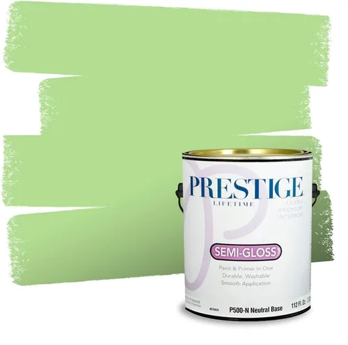 Miniatura 228 de Prestige Paints - Pintura exterior e imprimación en uno, 1 galón, plano, compatibilidad comparable con el color menta «Whipped Mint» de Behr