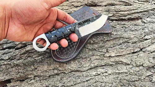 Miniatura 8 de TAC KNIVES Cuchillo de caza de hoja fija de espiga completa de 7 pulgadas en funda de regalo para él Cuchillo de supervivencia de acero de alto