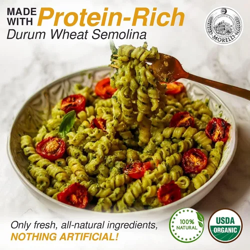 Miniatura 4 de Morelli - Pasta en espiral orgánica de sémola de trigo duro prémium de Italia, rica en proteínas, granos antiguos, totalmente naturales, italiana