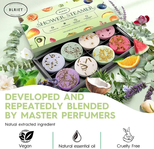 Miniatura 4 de Vaporizadores de ducha, aromaterapia, regalos para el día de la madre, paquete de 8 bombas de ducha con aromas de frutas con aceites esenciales