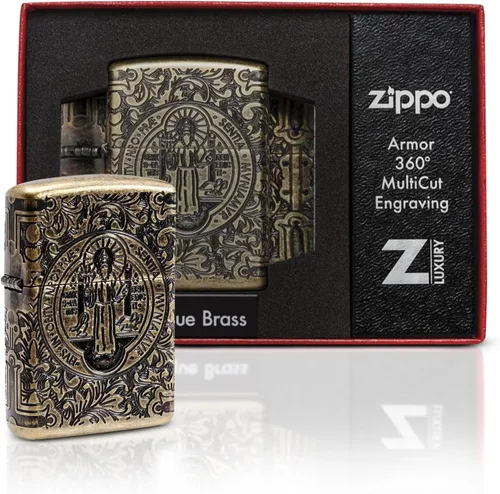 Zippo - Encendedor de bolsillo cruzado Armadura San Benito Latón