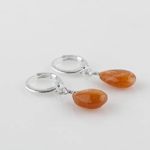 Miniatura 87 de Aretes de aro de cristal afganita natural Piedras afganas de alto grado Aretes chapados en plata Gota lisa Joyas de piedras preciosas hechas