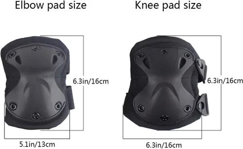 Miniatura 2 de Almohadillas Protectoras Tácticas de Combate para Rodilla y Codo para Juegos de Paintball CS al Aire Libre, Ciclismo, Seguridad, Equipo de Negro