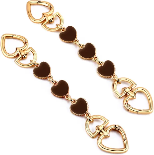 Miniatura 20 de 2 unidades extensoras de bolsa de cadena de corazón y luna, extensores de correa para bolso, cadena de oro, correa de repuesto para monedero