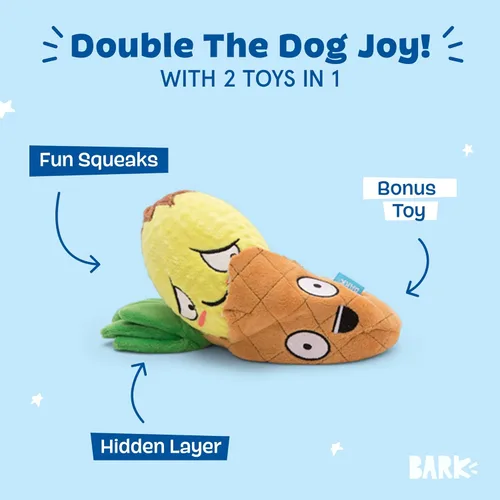 Miniatura 2 de Barkbox Juguete para Perros 2 en 1 Interactivo Exterior de Felpa con Chirriador y Material Crujiente, Juguete para Perro Desgarrable con Pelota