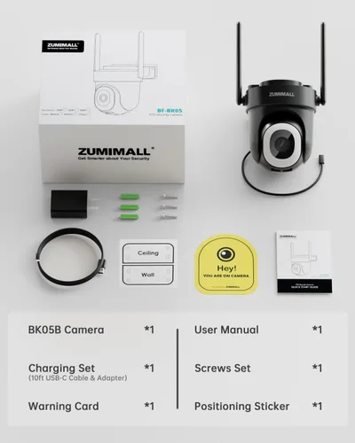 Miniatura 9 de ZUMIMALL Cámara de Seguridad Inalámbrica para Exteriores 3MP HD Negra, WiFi 2.4G/5G, Grabación 24/7 con Alimentación por Cable Seguimiento