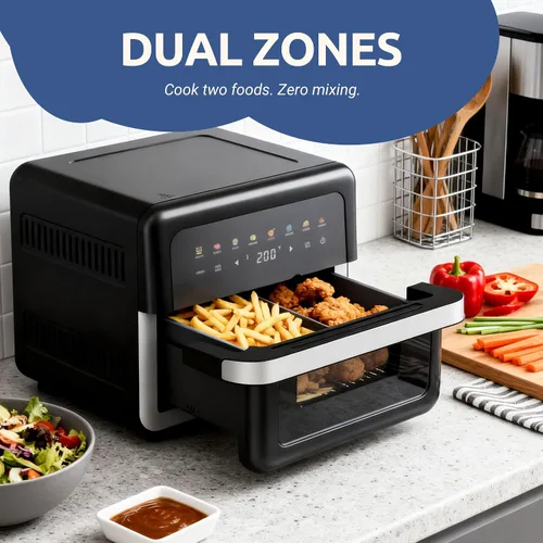 Miniatura 5 de Freidora de aire de 8 cuartos de galón de gran capacidad, horno freidora de aire digital 8 en 1 con circulación de aire rápida, control táctil