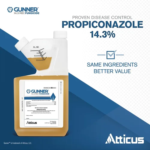 Miniatura 2 de Atticus Gunner 14.3 Propiconazol Fungicida (16 oz) controla el parche marrón, mancha de dólar, tizones, mildiú polvoriento y óxidos
