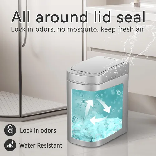 Miniatura 7 de Ninestars Cubo de basura automático con sensor de movimiento para baño, 1.8 galones, apertura inteligente, para baño, dormitorio, cocina, oficina
