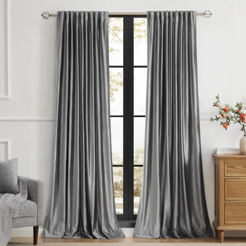 Miniatura 41 de PRIMROSE Cortinas de terciopelo champán de 63 pulgadas de largo para sala de estar, juego de 2 paneles opacos, bolsillo para barra, pestaña trasera