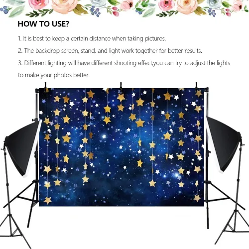Miniatura 9 de Twinkle Twinkle Littler - Telones de fondo de estrellas pequeñas de galaxia, azul marino, cielo estrellado, purpurina dorada, fondo de fotografía