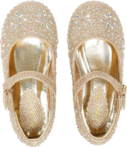 Miniatura 7 de DREAM PAIRS Zapatos de vestir Mary Jane con hebilla de diamantes de imitación y correa de bailarina plana para niña pequeña