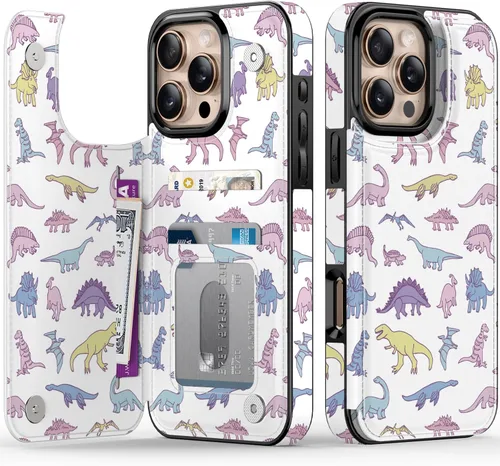 Miniatura 79 de FUNMIKO Funda tipo cartera para iPhone 13 con tarjetero, bloqueo RFID, protección de grado militar y obras de arte impresas con rayos UV, cierre