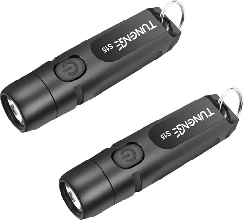 Linterna recargable S15 con llavero 2 unidades, 650 lúmenes súper brillante EDC mini luz LED, luz de bolsillo portátil para emergencias, senderismo,