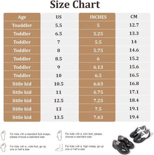 Miniatura 6 de KIDSUN Zapatos de vestir para niño y niña, cómodos zapatos Oxford con cordones para uniforme escolar, mocasines planos (bebéniño pequeño) E-negro