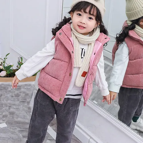 Miniatura 3 de Chaleco de Navidad para niñas pequeñas, chaleco de forro polar mullido sin mangas, con bolsillos, ropa exterior