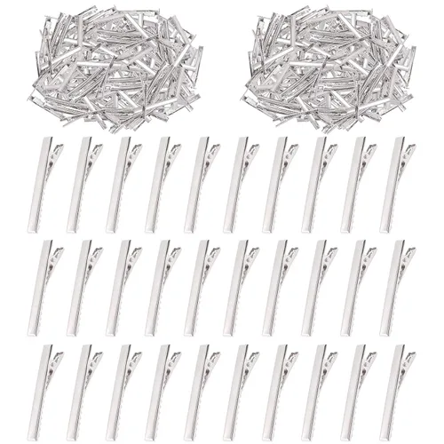 Miniatura 10 de Swpeet Juego surtido de 270 pinzas de cocodrilo de 5 tamaños, para pinzas de pelo de metal con parte superior plana, horquillas de una sola punta