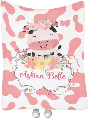 Miniatura 40 de Artsadd Manta de bebé personalizada para niños y niñas con nombre, manta personalizada con nombre de bebé con patrón de unicornio, manta