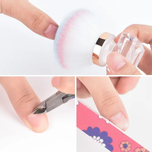 Miniatura 4 de KADS Cepillo para polvo de uñas, cepillo de maquillaje con forma de flor, base de cristal, cepillo de limpieza de uñas, herramienta de cepillo