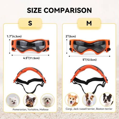 Miniatura 4 de Gafas de sol para perros de razas pequeñas, lentes de sol para perros con protección UV, para cachorros para mascotas pequeñas al aire libre, Naranja
