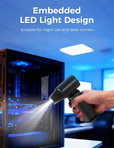 Miniatura 7 de Plumero de aire comprimido – 180000 RPM Super Power plumero de aire eléctrico, soplador de aire inalámbrico recargable ajustable de 3 velocidades