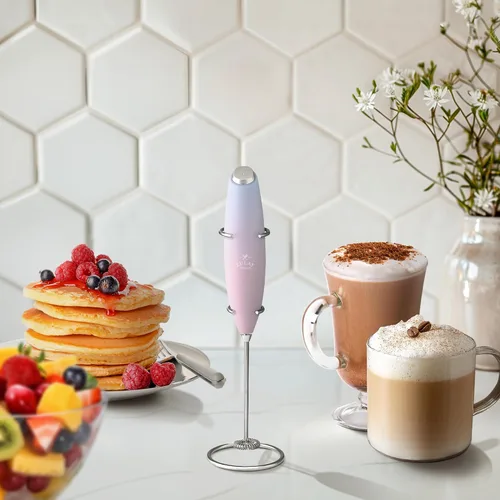 Miniatura 293 de Zulay Milk Boss Espumador de leche potente manual, hace espuma para latte, batidor para mezclar bebidas, café, miniespumador para capuchino, frappé