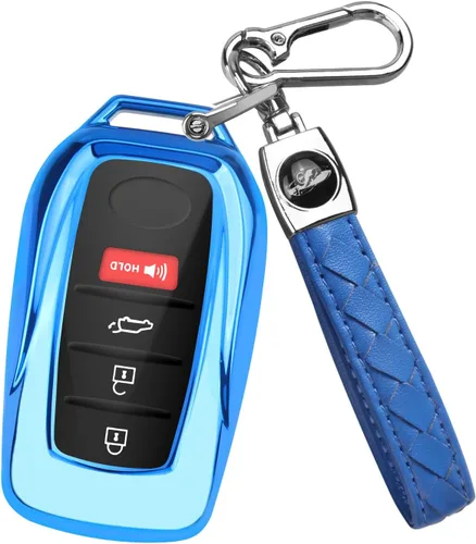 QBUC Funda para llavero Toyota con llavero, compatible con Toyota Venza Corolla Cross Grand Highlander Tundra RAV4 Prime Prius Land Cruiser Sequoia