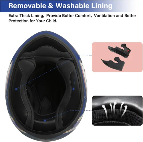 Miniatura 4 de TCMT - Casco integral para jóvenes y niños, para motocross, bicicleta de montaña BMX, MX, ATV, bicicleta de tierra, calle, con visera solar