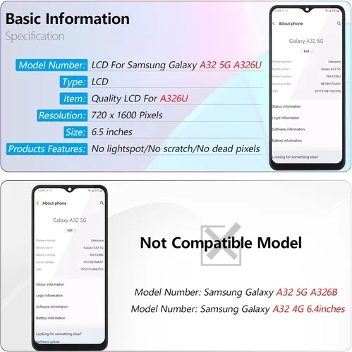 Miniatura 3 de para Samsung Galaxy A32 5G A326U Pantalla de reemplazo LCD para Samsung Galaxy A32 5G A326U LCD táctil Asamblea reemplazo con kit