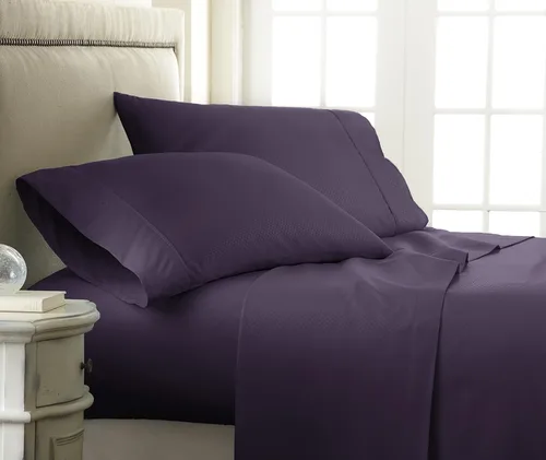 Miniatura 15 de ienjoy Home - Juego de sábanas de 4 piezas con estampado a cuadros en relieve, color crema 2-Crema a cuadros