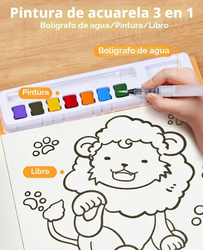Miniatura 3 de JoyCat Libros de pintura con agua para colorear para niños pequeños, juegos de pintura de acuarela para niños de 3 a 5 años, 4 a 8 años, actividades