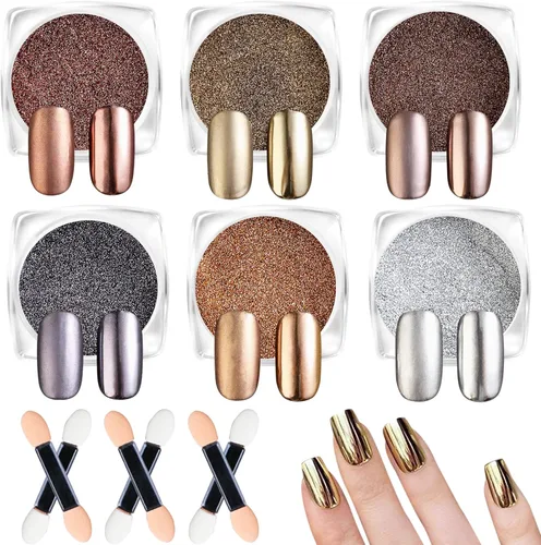 Miniatura 10 de Polvo de uñas cromado, 12 colores, polvo cromado metálico para uñas, efecto espejo, rojo neón, verde, azul, morado, cromo, pigmento extra fino