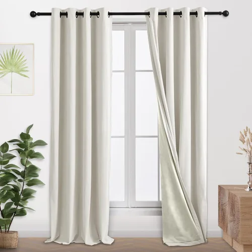 Miniatura 11 de Cortinas 100% opacas de terciopelo con forro de 63 pulgadas de largo, 2 paneles para sala de estar, aislamiento térmico, ahorro de energía