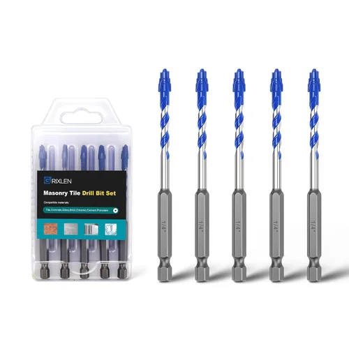 Miniatura 13 de Paquete de 5 brocas para azulejos de 1/2 pulgada, brocas de mampostería con vástago hexagonal para azulejos, hormigón, ladrillo, vidrio, porcelana