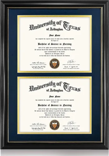 Miniatura 63 de GraduationMall Marco de diploma de certificado de 8.5 x 11, madera maciza y vidrio templado, acabado negro con ribete dorado