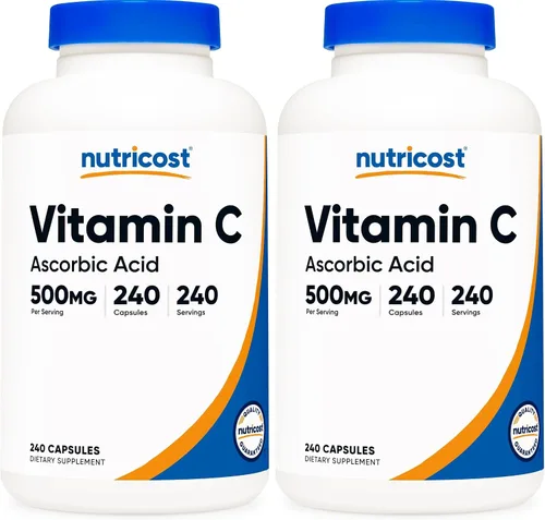 Miniatura 6 de Nutricost Vitamina C 500 mg, 240 cápsulas, vegetariana, sin gluten y sin OMG