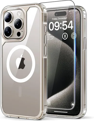 Miniatura 129 de TAURI Funda magnética 2 en 1 transparente para iPhone 14 Pro, compatible con Magsafe [no amarillenta] con protector de pantalla, protección de grado