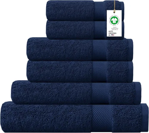 Miniatura 35 de Toallas 100% algodón orgánico de 22.93 oz/m² de felpa al tacto de secado rápido, paquete de 12 toallas de lavado de algodón orgánico, certificado