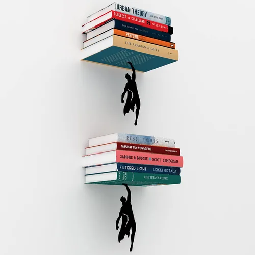 Miniatura 6 de Artori Design Estantería flotante para niños, estante de metal invisible, decoración de pared, estantería para amantes de los libros