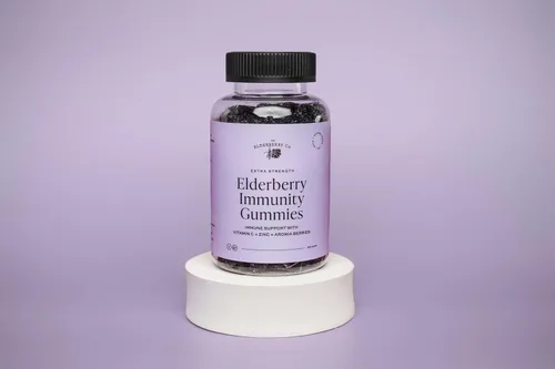 Miniatura 7 de The Elderberry Co. Gomitas de saúco extra fuertes + bayas de aronia con vitaminas C, D, E y zinc para apoyo inmunológico totalmente natural, sin