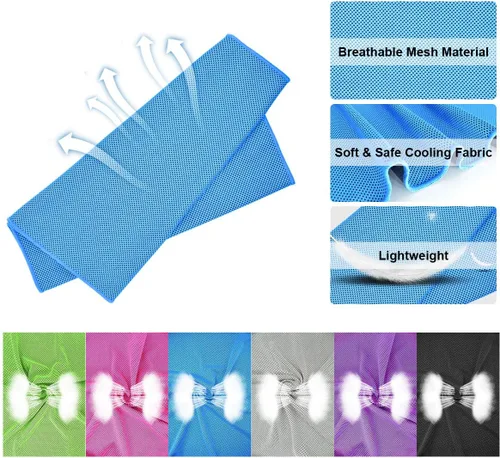Miniatura 6 de Toalla de enfriamiento, paquete de 6 toallas de microfibra fría fría para la cabeza, bandana para el cuello (40 x 12 pulgadas) para atletas