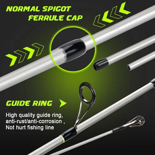 Miniatura 5 de Sougayilang Spinning Combo – 5.2:1 Gear Ratio, 15.6LB Drag, IM7 Graphite 2-Piece Rod, Stainless Steel Guides for Bass, Trout, Redfish
