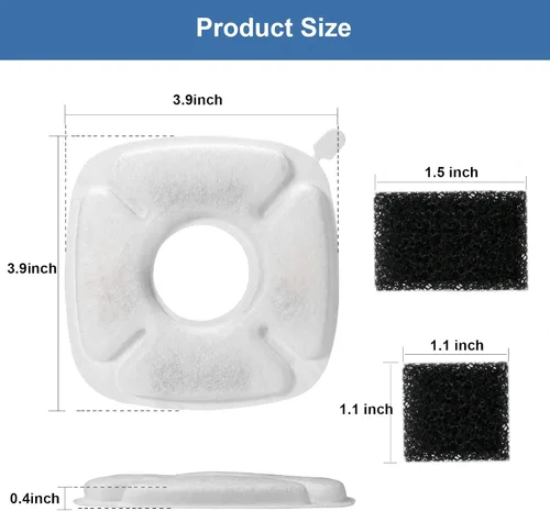 Miniatura 9 de Paquete de 8 filtros de repuesto y 8 esponjas de repuesto para Veken de 95 oz/2.8 L, fuente de agua para gatos, dispensador de agua para perros