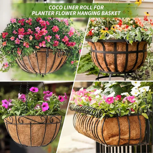 Miniatura 7 de Legigo Rollo de revestimiento de coco natural de 12 x 160 pulgadas, forro de coco para maceta, cesta colgante de caja de ventana, rollo de fibra