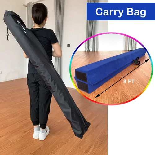 Miniatura 5 de MARFULA Viga de Gimnasia Plegable de 6 PIES / 8 PIES / 9 PIES Viga de Equilibrio de Espuma para Suelo - Extra Firme - Cubierta de Gamuza - Parte Azul