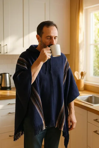 Miniatura 5 de Gamboa Poncho de alpaca para hombre Pancho mexicano con capucha vaquero y ponchos occidentales manta para adultos