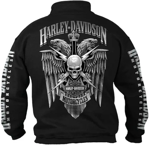 Miniatura 2 de Harley-Davidson Lightning Crest - Sudadera con cremallera de 14 para hombre, color negro, Negro