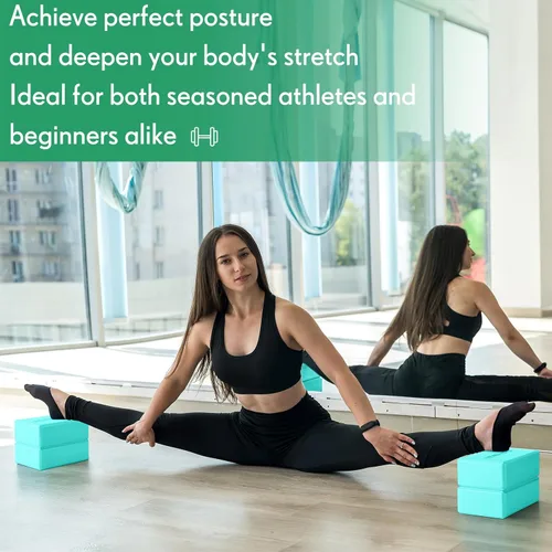 Miniatura 6 de RoundFunny Paquete de 4 bloques de yoga antideslizantes para pilates, bloques de espuma de ladrillo para pilates, danza, gimnasia, entrenamiento